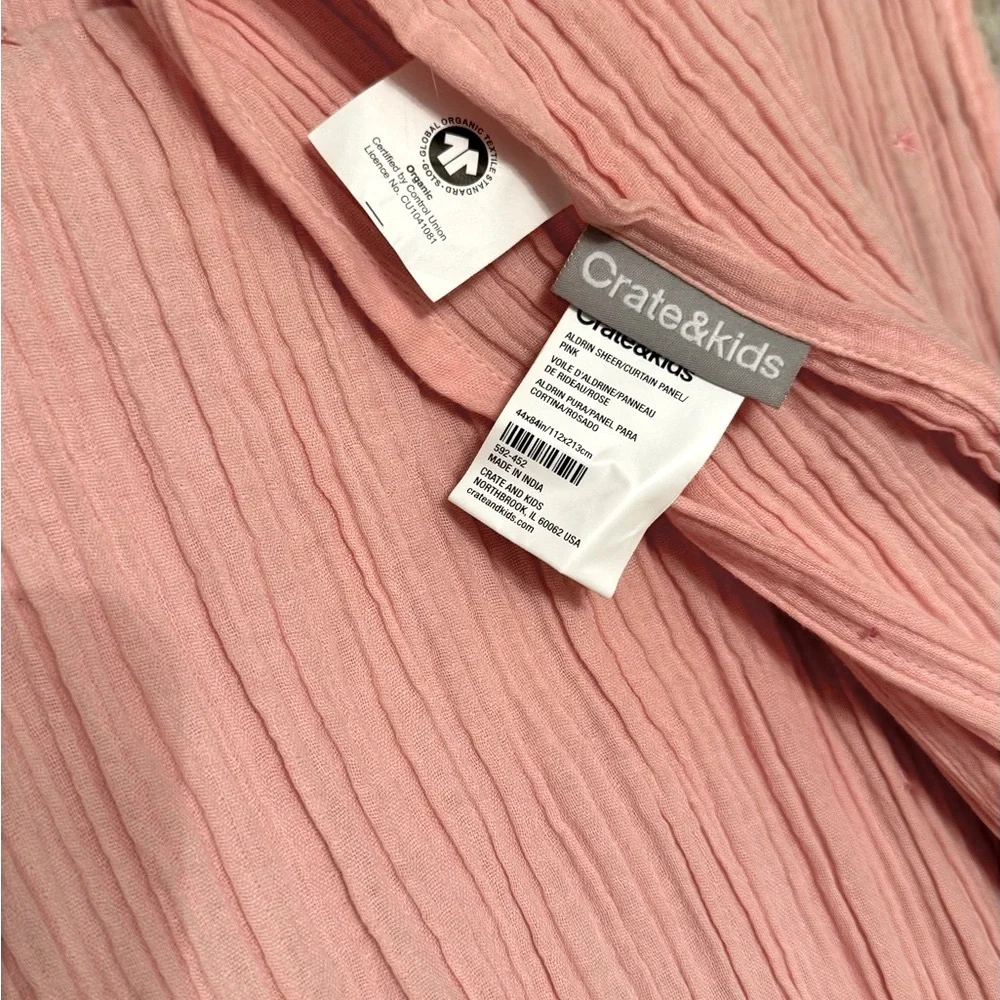 Aldrin Pink Organic Cotton Sheer Window Curtain 1/ Panel 44